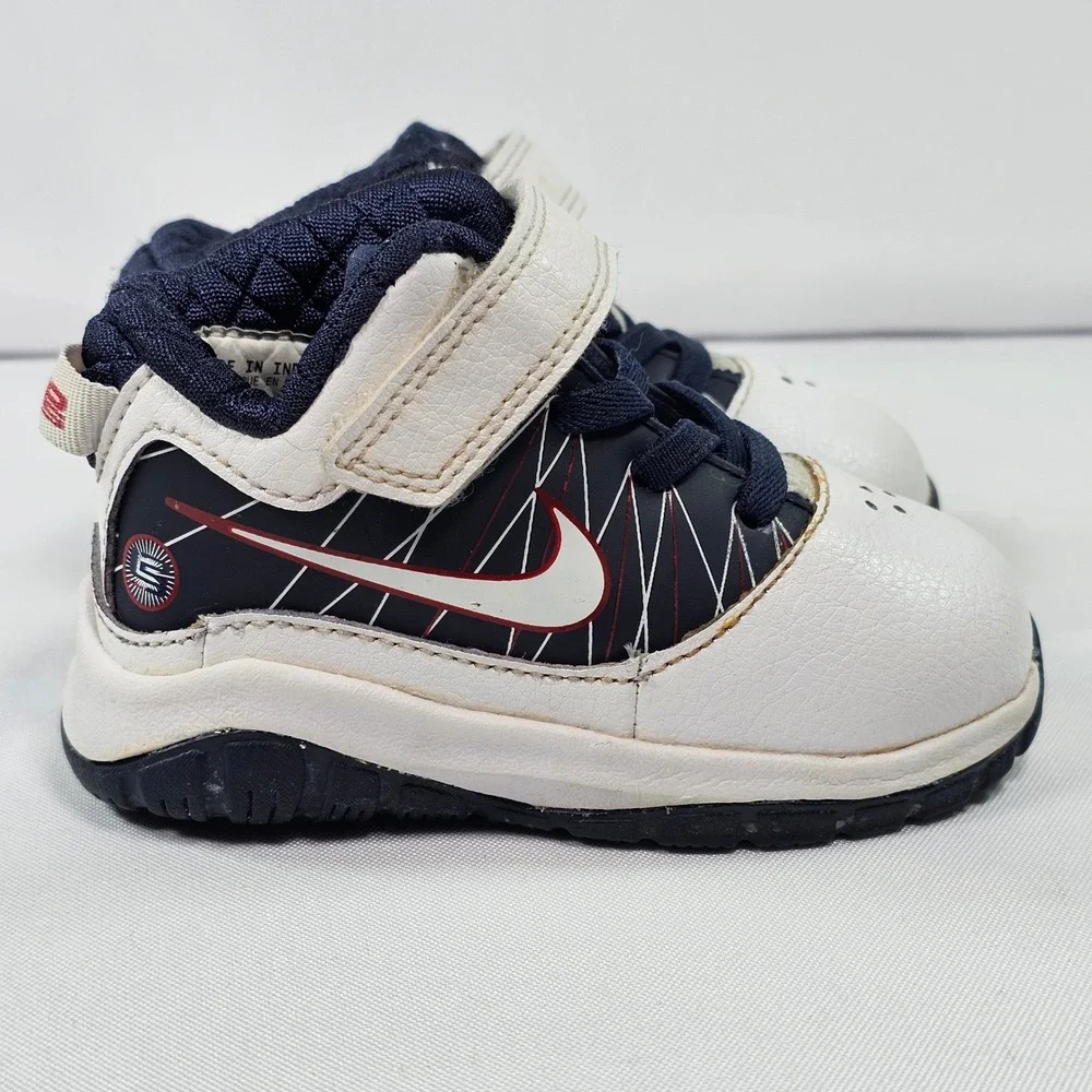 Nike LeBron 7 Kids Sneakers White Navy Blue Hook and Loop Toddler Size 5c‎ 2010